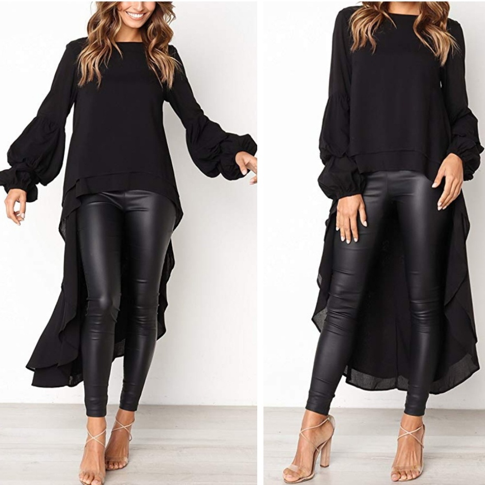 Chiffon high-low asymmetrical tunic top